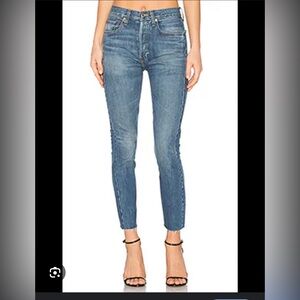 Re/done Originals High Rise Rigid Crop Jean in medium wash size 25
